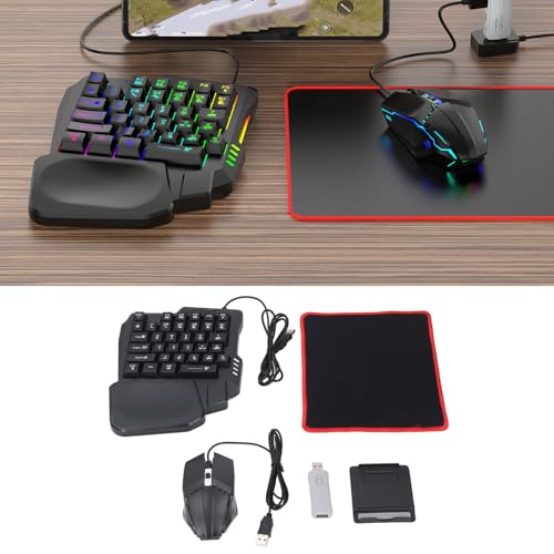 Zunate Half Hand Gaming Keyboard and Combo, Half Hand Gaming Keyboard Set, 4 in 1 Mobile Gaming Keyboard Set with Converter, Adjustable Phone Stand for PC - Image 4