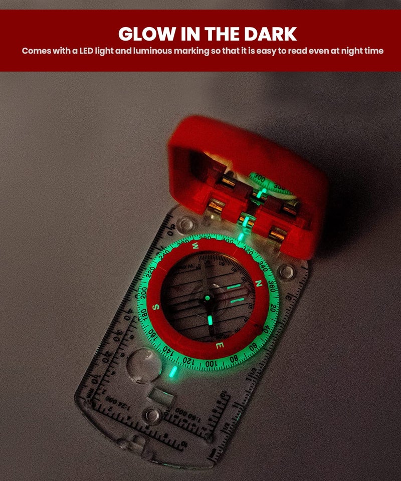 TurnOnSport Sighting Compass Mirror Adjustable Declination - Boy Scout Compass Survival Camping Base Plate Compass Kids Navigation Orienteering Compass Hiking Map Reading Military Compass Backpacking Clinometers - Image 5