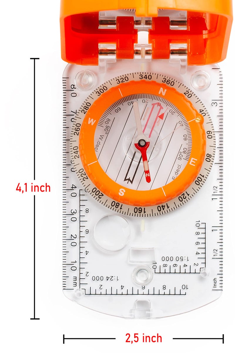 TurnOnSport Sighting Compass Mirror Adjustable Declination - Boy Scout Compass Survival Camping Base Plate Compass Kids Navigation Orienteering Compass Hiking Map Reading Military Compass Backpacking Clinometers - Image 2