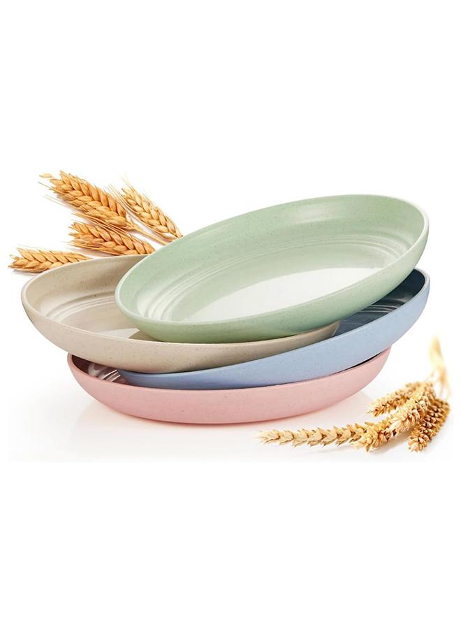 SKY-TOUCH طقم أطباق عشاء بلاستيكية غير قابلة للكسر من SKY-TOUCH مجموعة من 4 أطباق، أطباق من قش القمح قابلة لإعادة الاستخدام بحجم 7.8 بوصات، أطباق عشاء غير قابلة للكسر وخفيفة الوزن، آمنة في غسالة الصحون والميكروويف - Image 1