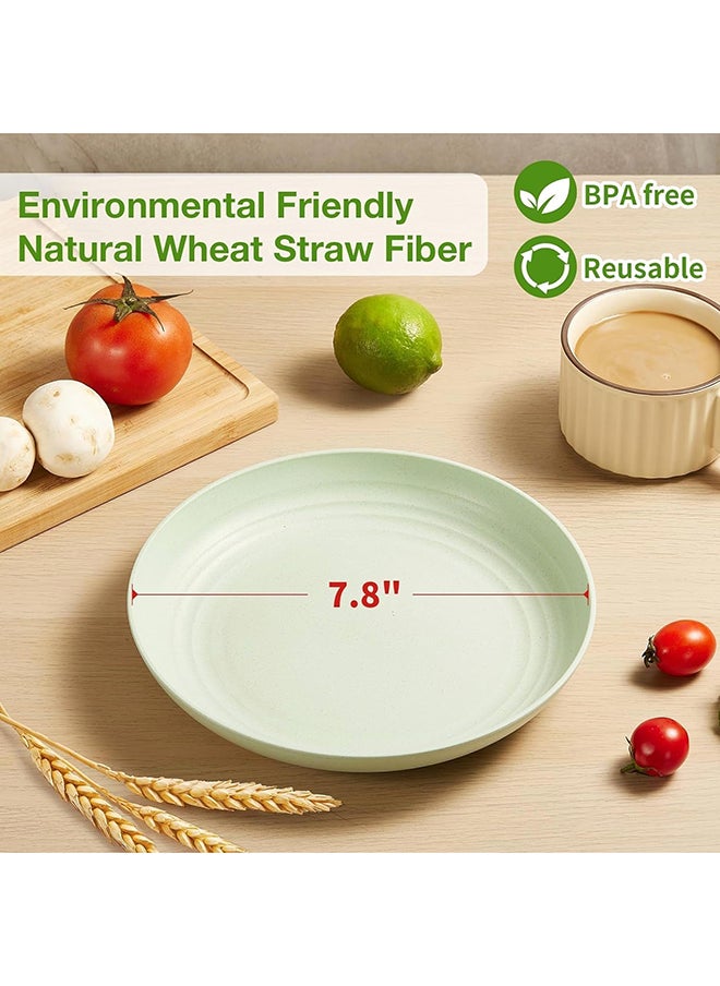 SKY-TOUCH SKY-TOUCH Unbreakable Plastic Dinner Plates Set of 4, Reusable Wheat Straw Plates 7.8 Inches, Lightweight Unbreakable Dinner Dishes Plates, Dishwasher & Microwave Safe  - Image 2