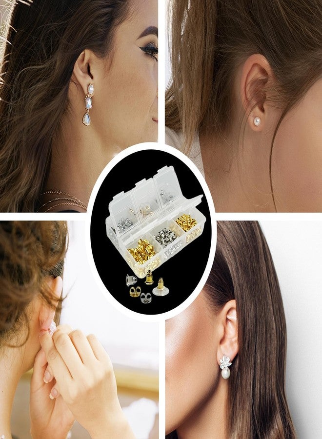 Mevodeata Earring Backs 6 Styles 170 Pcs Clear Plastic Earrings Hypoallergenic Metal Rubber Silicone Earring Backs Bullet Clutch Stoppers Replacement Kits for Earring Studs Hoops - Image 5