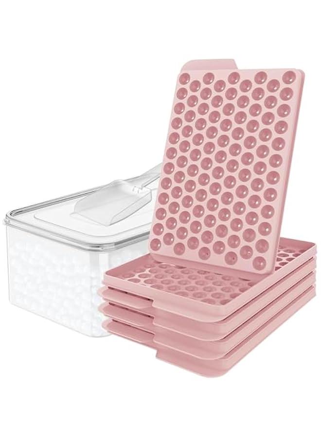 MIXDE Ice Cube Trays, Small Ice Cube Trays Easy Release,104x4 PCS Round Ice Cube Tray Crushed Ice Tray for Chilling Drinks Coffee Juice,Sphere Chilling Cocktail Whiskey Tea Coffee (Pink)  - Image 1