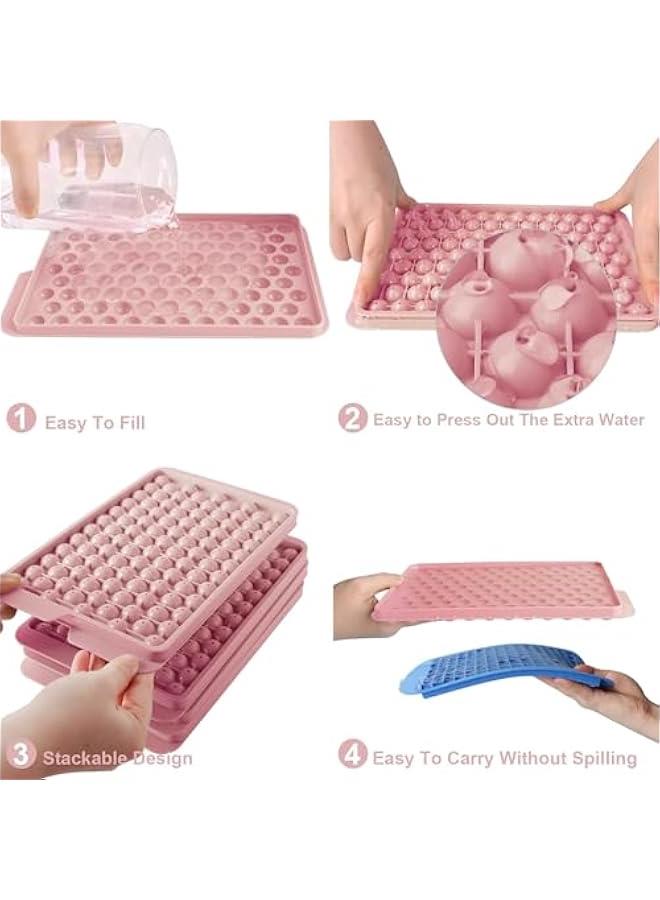 MIXDE Ice Cube Trays, Small Ice Cube Trays Easy Release,104x4 PCS Round Ice Cube Tray Crushed Ice Tray for Chilling Drinks Coffee Juice,Sphere Chilling Cocktail Whiskey Tea Coffee (Pink)  - Image 4