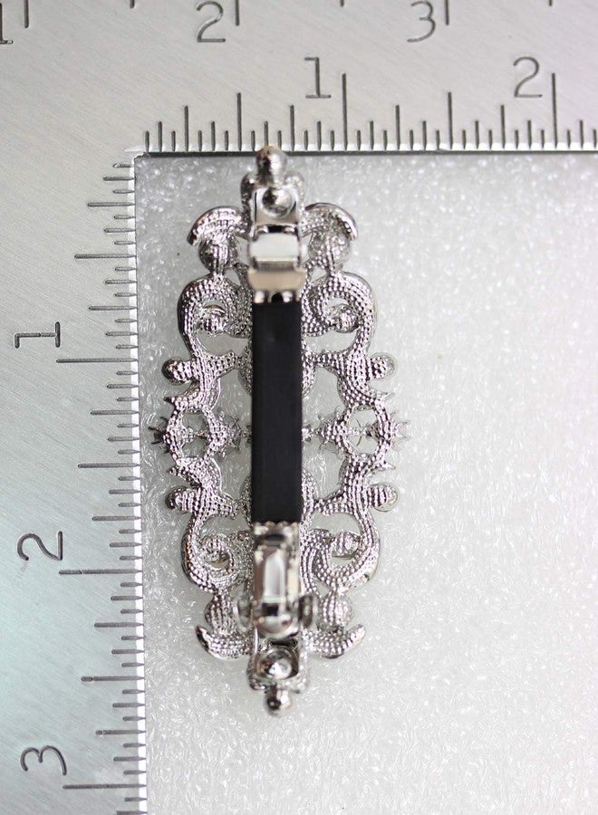 Faship Gorgeous Black Rhinestone Crystal Floral Barrette - Image 5