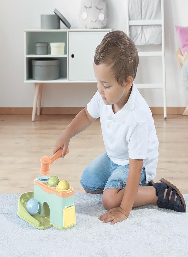 DOLU: Rolling Balls - Pound & Play Toy, Bench w/Exciting Roll Ramp, Hammer Mallet, 3 Balls, Soft Pastel Colors, Push & Grab, Kids & Toddlers 18mo+ - Image 4