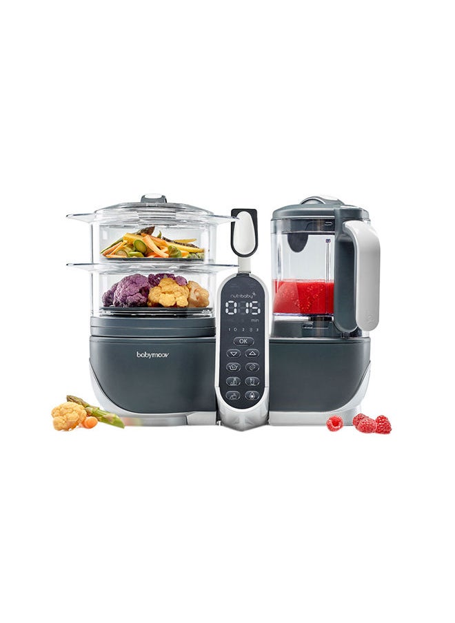 babymoov Nutribaby (+) Food Processor And Blender Mixer - Industrial Grey, Steam Cook, Blend, Defrost, Reheat, Quick Homemade Baby Food - Xxl Capacity, 2.2L  - Image 1