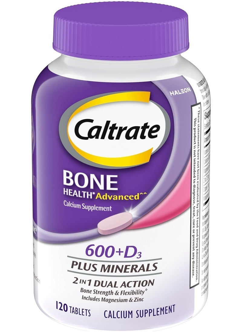 Caltrate Bone Health Advanced, 600+D3 Plus Minerals, 120 Tablets - Image 1