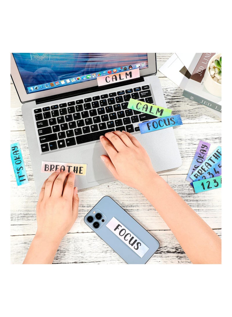 SYOSI Anxiety Sensory Strips, Textured Sensory, Tactile Rough Sensory Calm Stickers Adhesive Textured Grip Tape Fidget Pack Anti Stress Strips for Adults Teens Anxiety Relief(Watercolor Style)(50 Pcs) - Image 5