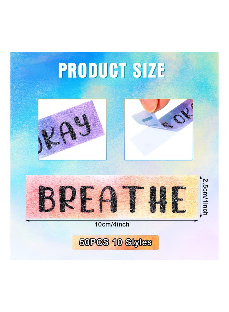 SYOSI Anxiety Sensory Strips, Textured Sensory, Tactile Rough Sensory Calm Stickers Adhesive Textured Grip Tape Fidget Pack Anti Stress Strips for Adults Teens Anxiety Relief(Watercolor Style)(50 Pcs) - Image 4