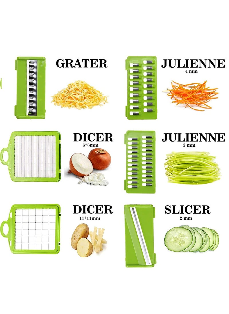 XiuWoo - 12 in 1 Vegetable Chopper Mandolines Slicer Food Slicer Onion Chopper Potato Dicer Cutter Cheese Grater with Storage Container - Image 1