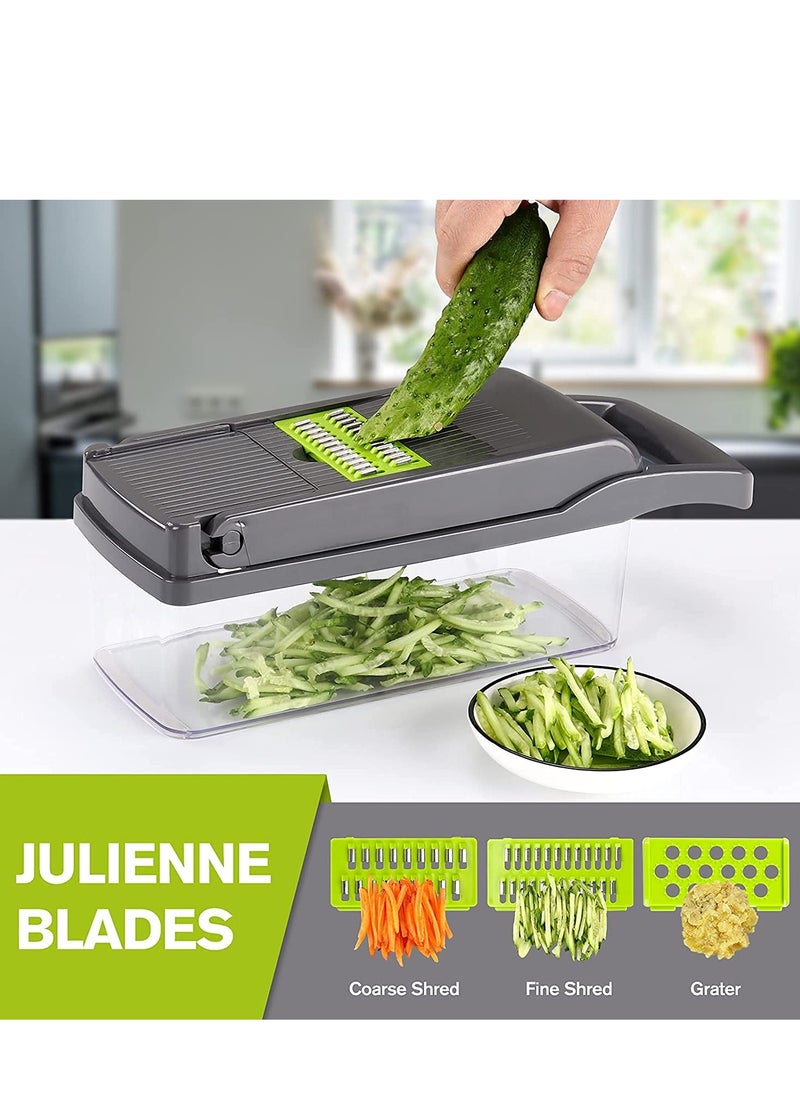 XiuWoo - 12 in 1 Vegetable Chopper Mandolines Slicer Food Slicer Onion Chopper Potato Dicer Cutter Cheese Grater with Storage Container - Image 1