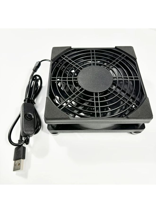 Black USB Cooling Fan For Router Modem Set Top Box Silent 5V Standard Switch - Image 1