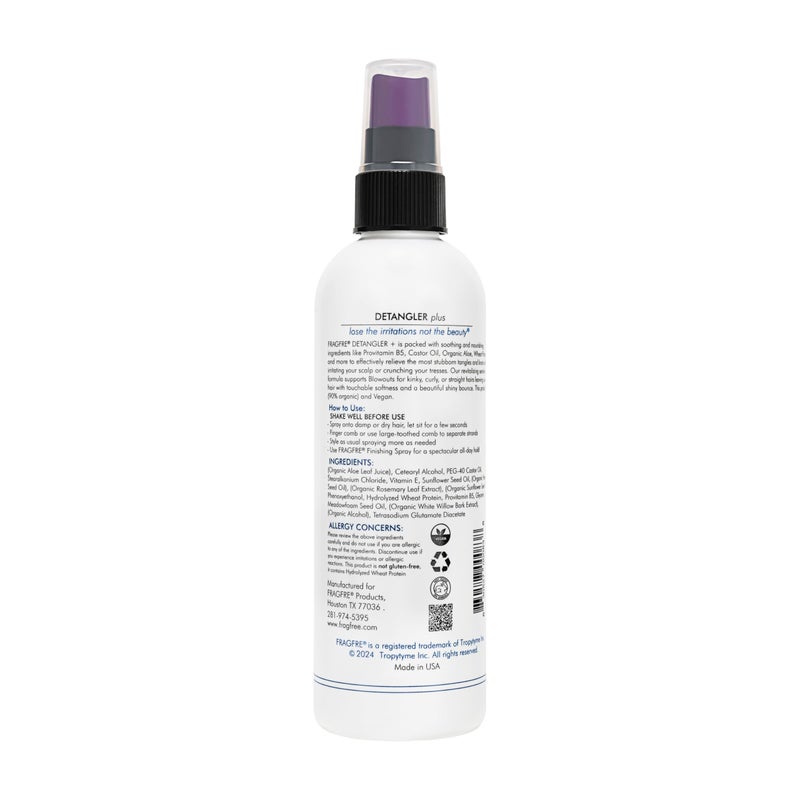 FRAGFRE Detangler plus Styling Hair Spray 8 oz (2-Pack Gift Set) - Heat Protectant and Blowout Spray - Leave in Conditioner for Sensitive Skin - Fragrance Free Hypoallergenic Unscented - Image 2