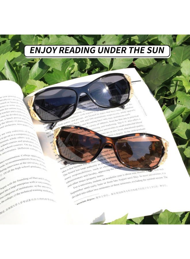 JM 2 Pack Bifocal Reading Sunglasses for Women Fashion Sun Readers Outdoor Reading Glasses UV400 Protection Black & Tortoise +1.5 - Image 5