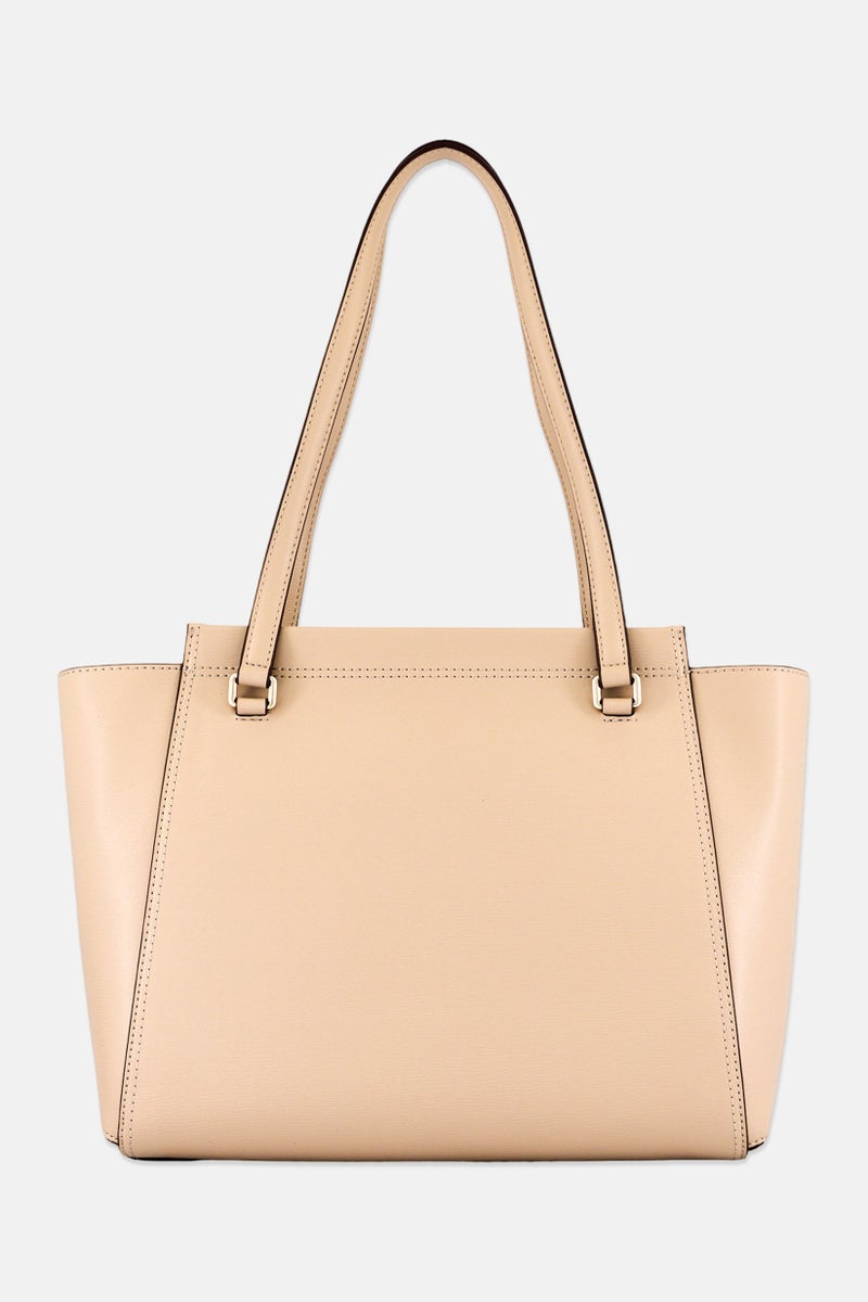 DKNY Women Hardware Logo Tote Bag, Ivory Cream - Image 4