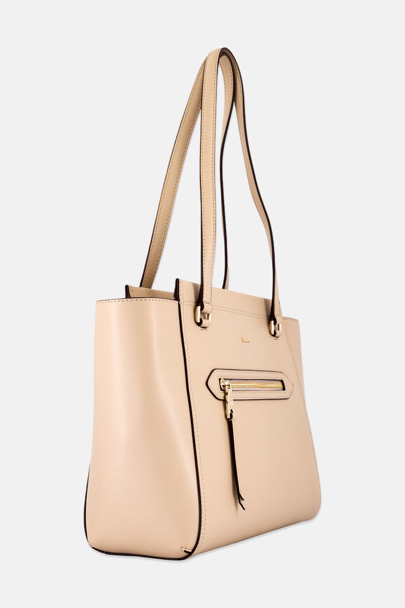 DKNY Women Hardware Logo Tote Bag, Ivory Cream - Image 3