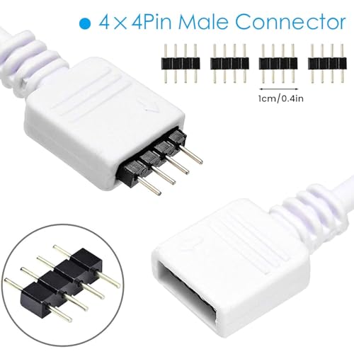 RGBZONE 2 Pack 3 Meters/9.9ft Extension Cable Connect Female Plug to RGB LED Strip Light with Free 4pcs 4pin Connector - Image 2