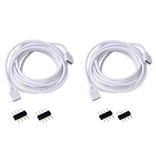 RGBZONE 2 Pack 3 Meters/9.9ft Extension Cable Connect Female Plug to RGB LED Strip Light with Free 4pcs 4pin Connector - Image 1