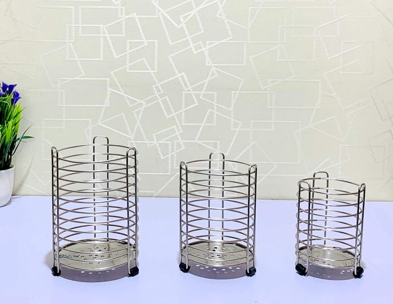 Litleo Litleos Kitchen Stainless Steel Cooking Utensil Holder Cutlery Holder Stand Set of 3  - Image 2