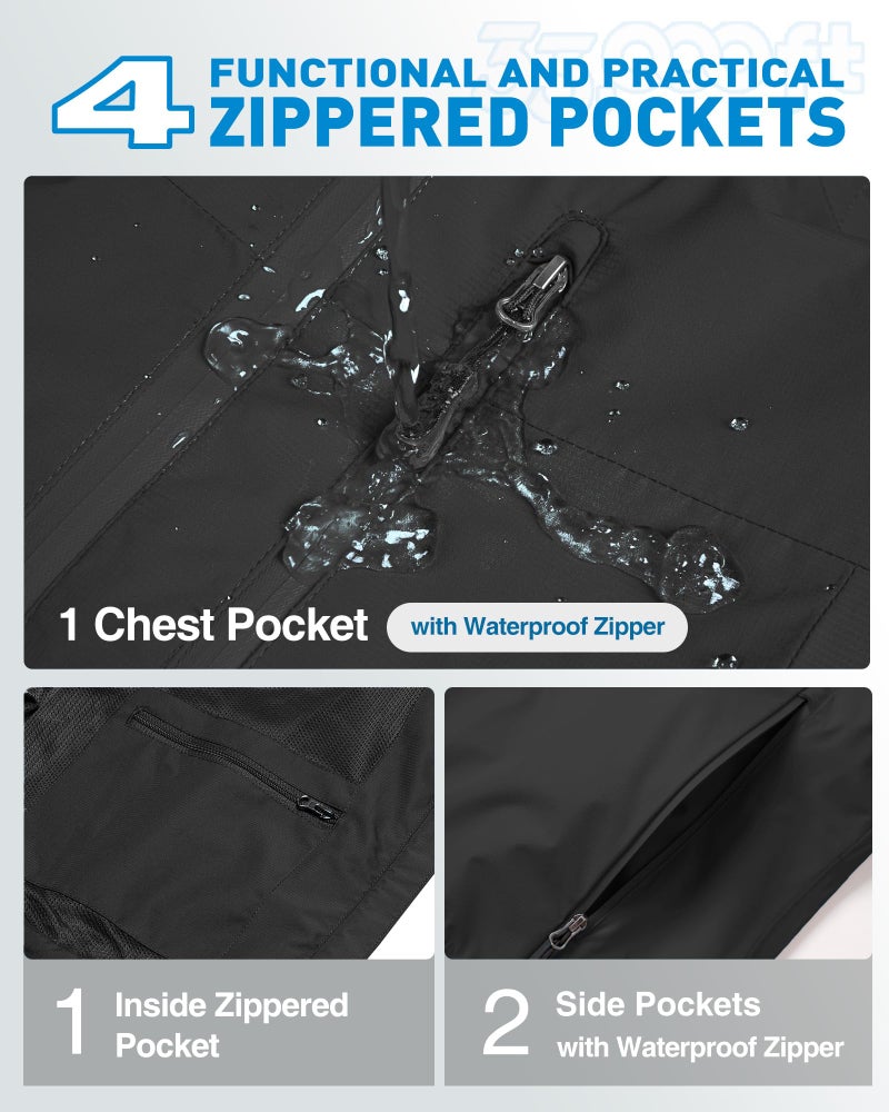 33,000ft Packable Rain Jacket Women Lightweight Waterproof Raincoat with Hood Cycling Bike Jacket Windbreaker - Image 4