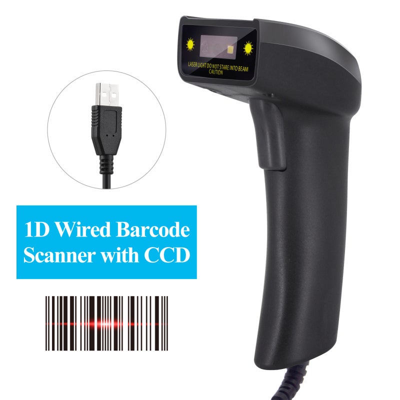 الماسح الضوئي للرموز الشريطية اللاسلكي: USB أحادي البعد، تقنية مسح صور CCD المتقدمة، توصيل واستخدام، تصميم متين ومضاد للصدمات - ماسح ضوئي لرموز QR للقطاعات التجارية، والتخزين، واللوجستيك والصناعات التجارية - Image 1
