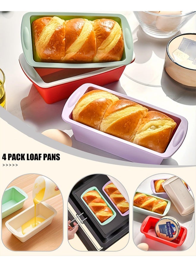 بتيمفم مجموعة من 4 قوالب سيليكون للخبز، قوالب مرنة غير لاصقة للكيك والخبز، للبراونيز، والرغيف، ورغيف اللحم، والحلويات، آمنة للاستخدام في الفرن، والميكروويف، والفريزر، وغسالة الأطباق. - Image 5