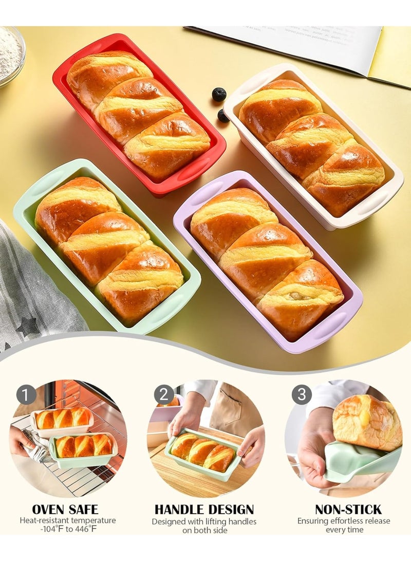 بتيمفم مجموعة من 4 قوالب سيليكون للخبز، قوالب مرنة غير لاصقة للكيك والخبز، للبراونيز، والرغيف، ورغيف اللحم، والحلويات، آمنة للاستخدام في الفرن، والميكروويف، والفريزر، وغسالة الأطباق. - Image 2