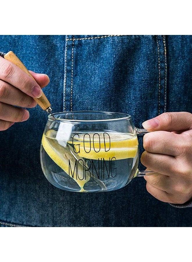 Clear Heat-Resistant Glass Mug with "GOOD MORNING" Print – Hot & Cold Resistant - Image 5