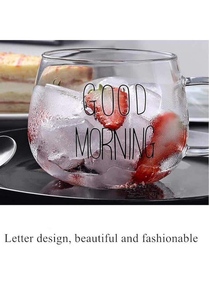 Clear Heat-Resistant Glass Mug with "GOOD MORNING" Print – Hot & Cold Resistant - Image 4