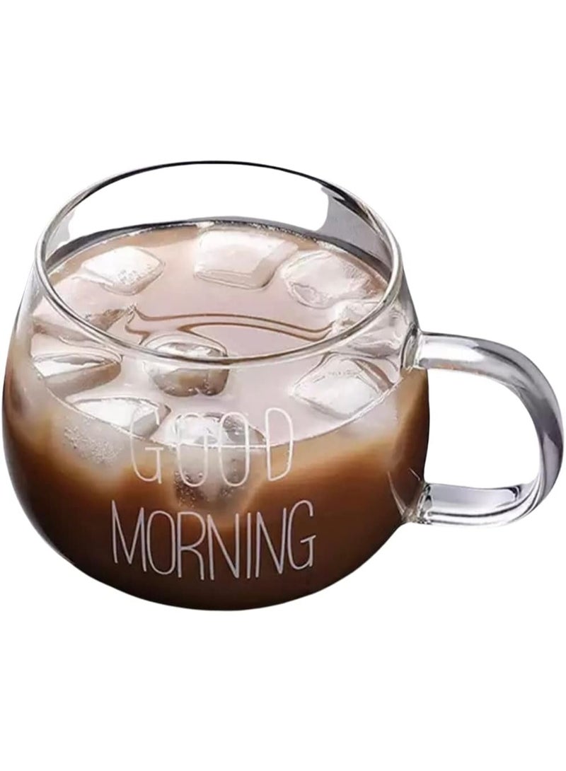 Transparent Glass Coffee Mug – Stylish Morning Cup with “GOOD MORNING” Print - Image 1