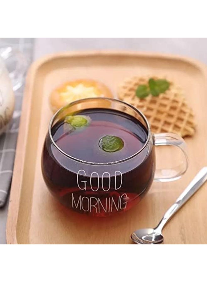 Transparent Glass Coffee Mug – Stylish Morning Cup with “GOOD MORNING” Print - Image 4