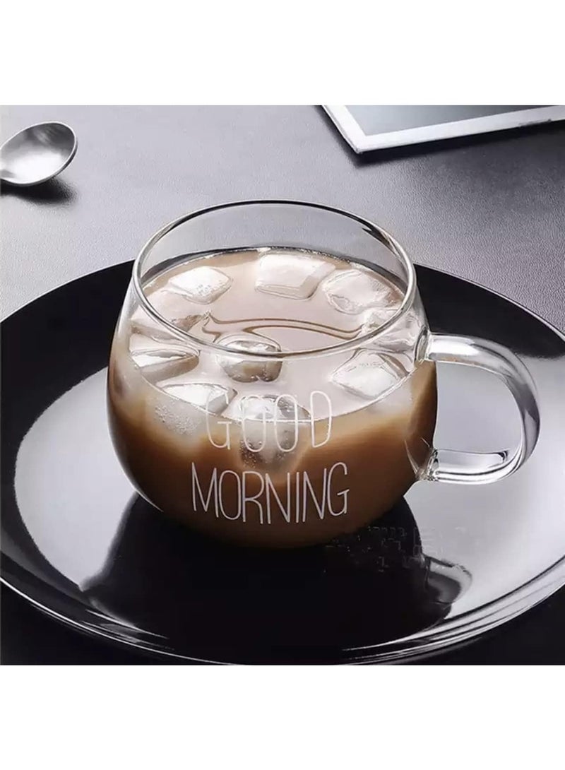 Transparent Glass Coffee Mug – Stylish Morning Cup with “GOOD MORNING” Print - Image 5