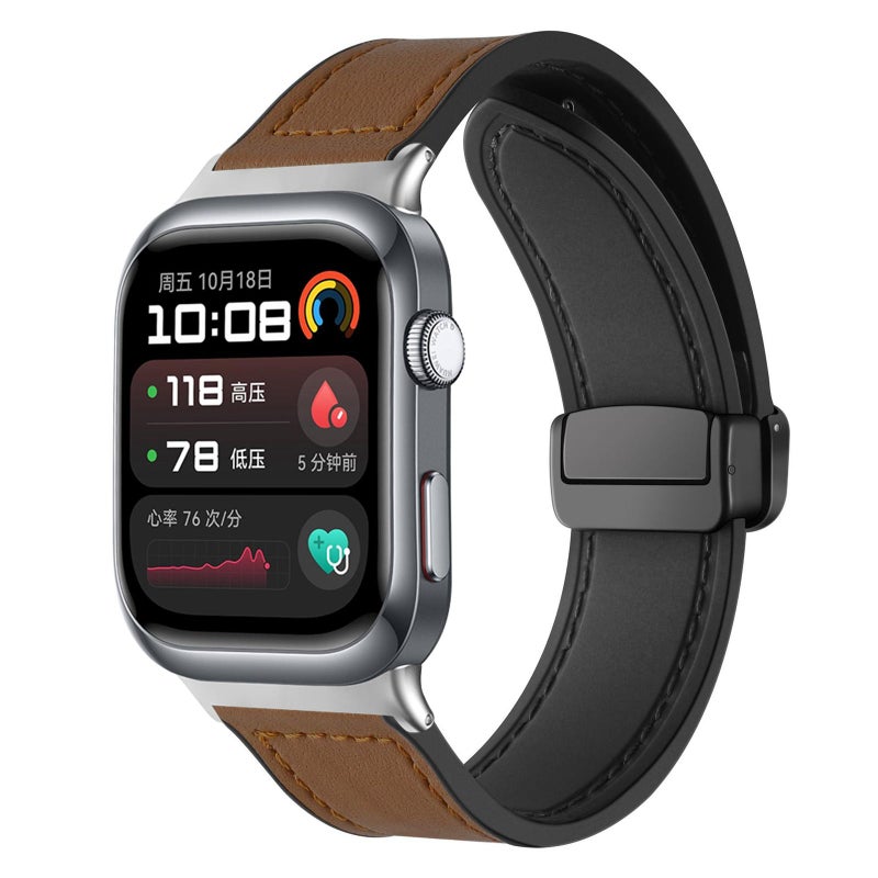 erorex For Huawei Watch D2 Crazy Horse Pattern Silicone  Magnetic Buckle Watch Band(Dark Brown) - Image 1