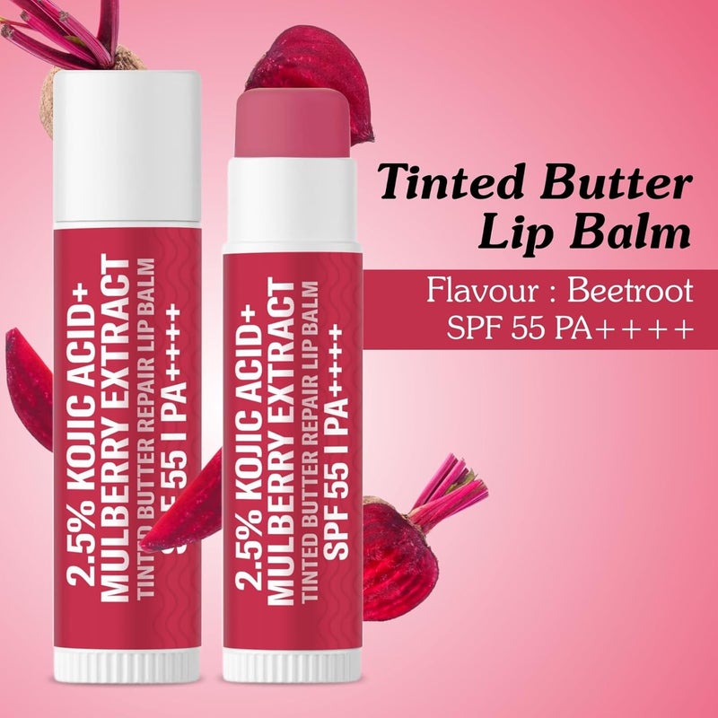 BAKE 25 Kojic Acid Beetroot Tinted Butter Brightening Lip Balm SPF 55 PA 24 Hour Moisturization For Dark Pigmented Dry Flaky Lips DeTan Lip Balm 5g - Image 5