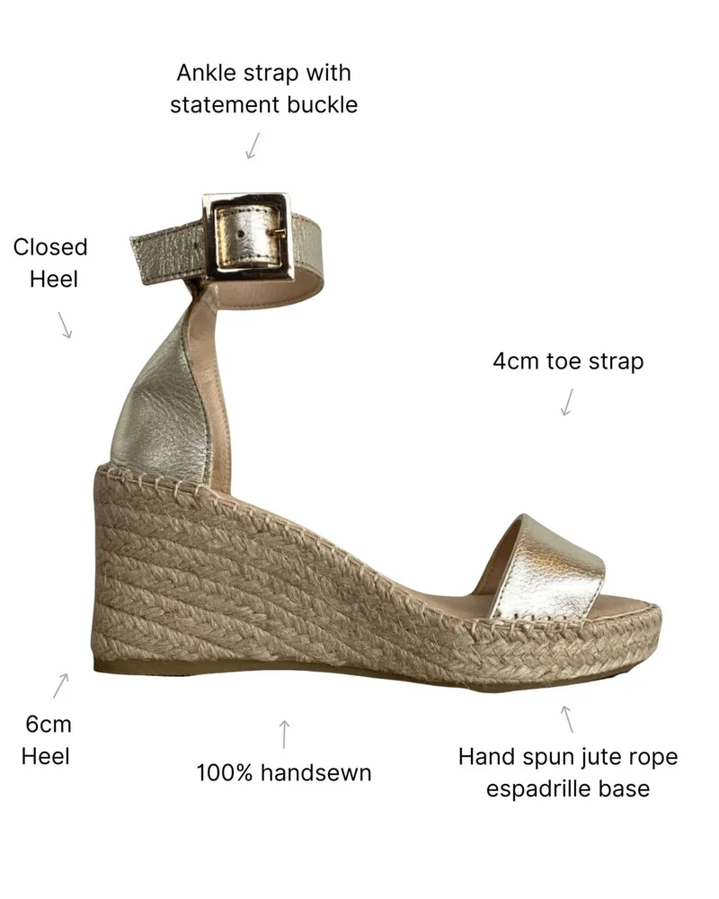 SHOEQ Champagne Olivia Espadrille Wedge for Women | Best Price UAE