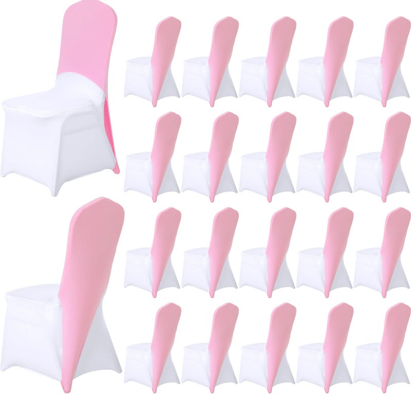 Mindsoft 20 Pcs Chair Cap Covers Spandex Chair Hood Sash Hat Bands Folding Stretch Elastic Cover for Wedding Holidays Banquet Party Celebration (Light Pink) - Image 1