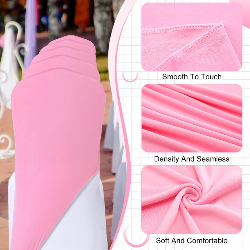 Mindsoft 20 Pcs Chair Cap Covers Spandex Chair Hood Sash Hat Bands Folding Stretch Elastic Cover for Wedding Holidays Banquet Party Celebration (Light Pink) - Image 3