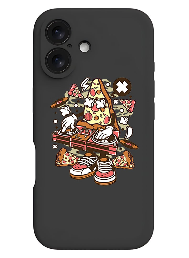 Theodor Protective Slim Fit Case Liquid Silicone Cover with Full Body Protection Anti-Scratch Shockproof Case For Apple iPhone 17 (Black) Pizza dj - Image 1