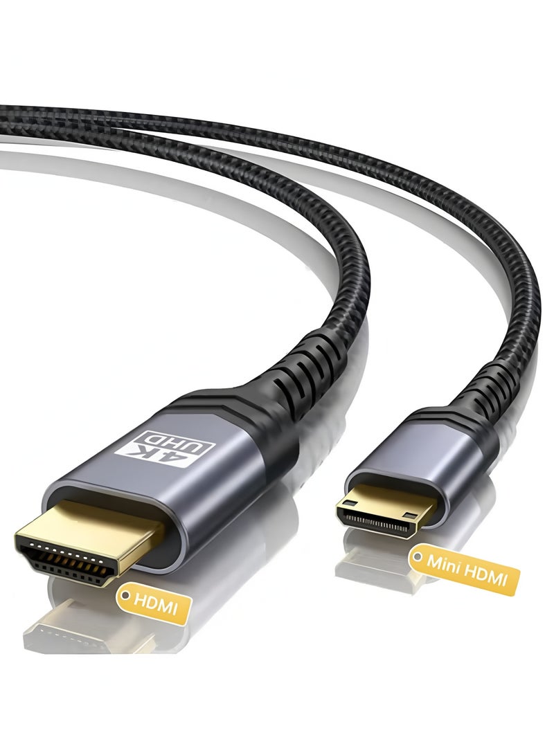 Apluynm Mini HDMI to HDMI Cable 1.8M, [Aluminum Shell, Braided] High Speed 4K 60Hz HDMI 2.0 Cord, Compatible with Camera, Camcorder, Tablet and Graphics/Video Card, Laptop, Raspberry Pi Zero W -Grey - Image 1
