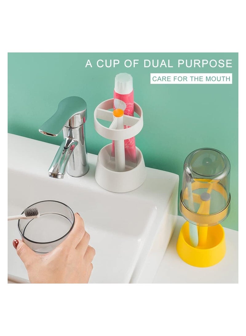 Yellow Electric Toothbrush Holder with Cover 3 Slot Bathroom Organizer for Toothpaste Space Saving Design - Image 2