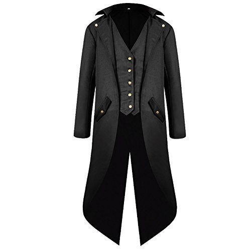 H&ZY Men's Steampunk Vintage Tailcoat Jacket Gothic Victorian Frock Coat Uniform Halloween Costume - Image 1