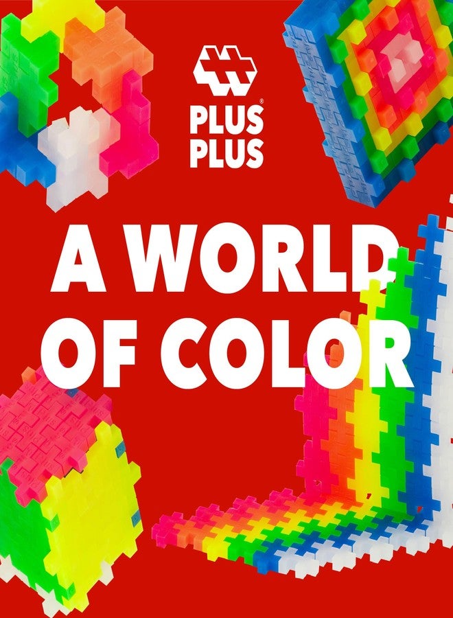 Plus-Plus PLUS PLUS 240 Piece Interlocking Building Blocks for Kids, Open Ended Connecting Toys, STEM Bin Classroom Mini Manipulatives - Neon Mix Play Tube - Image 4