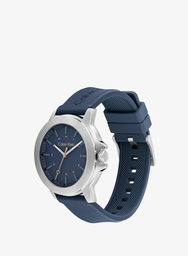 Calvin Klein 3-Hand CK Reset Collection Quartz Movement Watch For Men With Blue Silicone Bracelet - 25200470