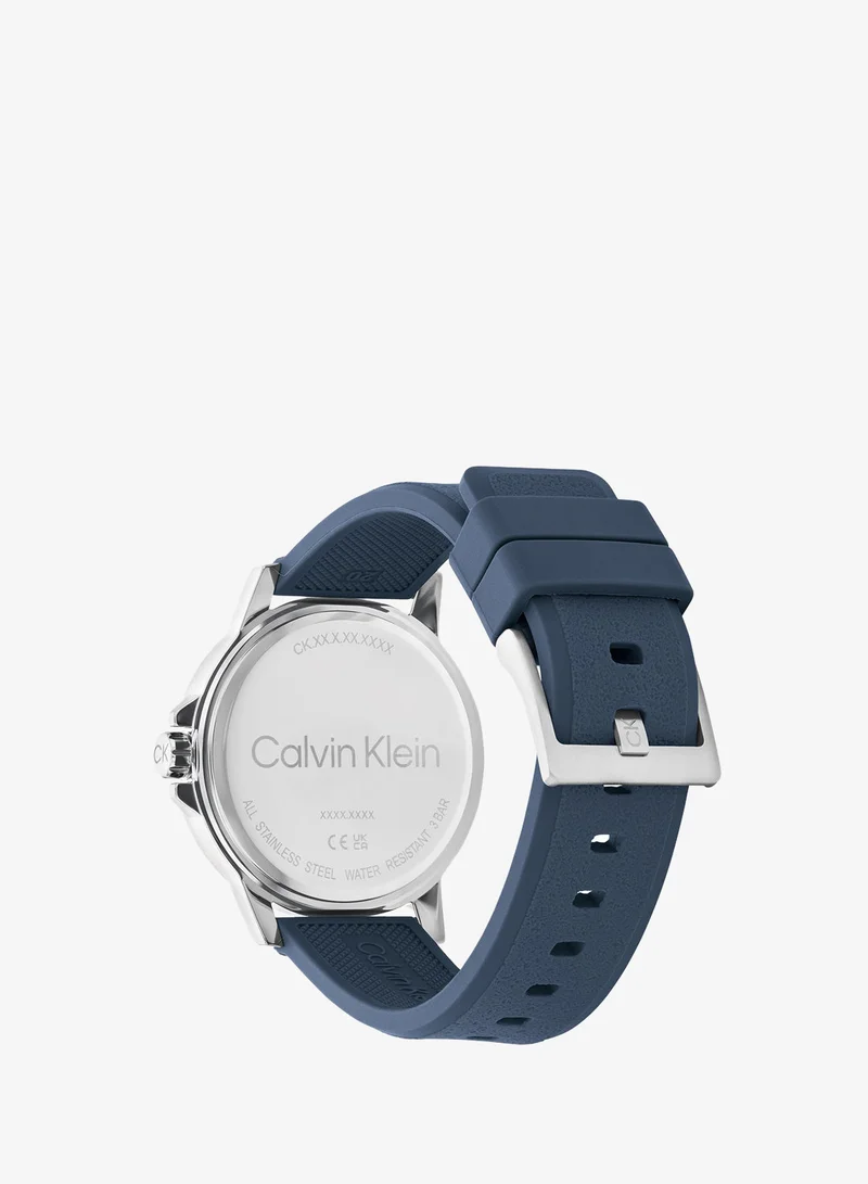 Calvin Klein 3-Hand CK Reset Collection Quartz Movement Watch For Men With Blue Silicone Bracelet - 25200470