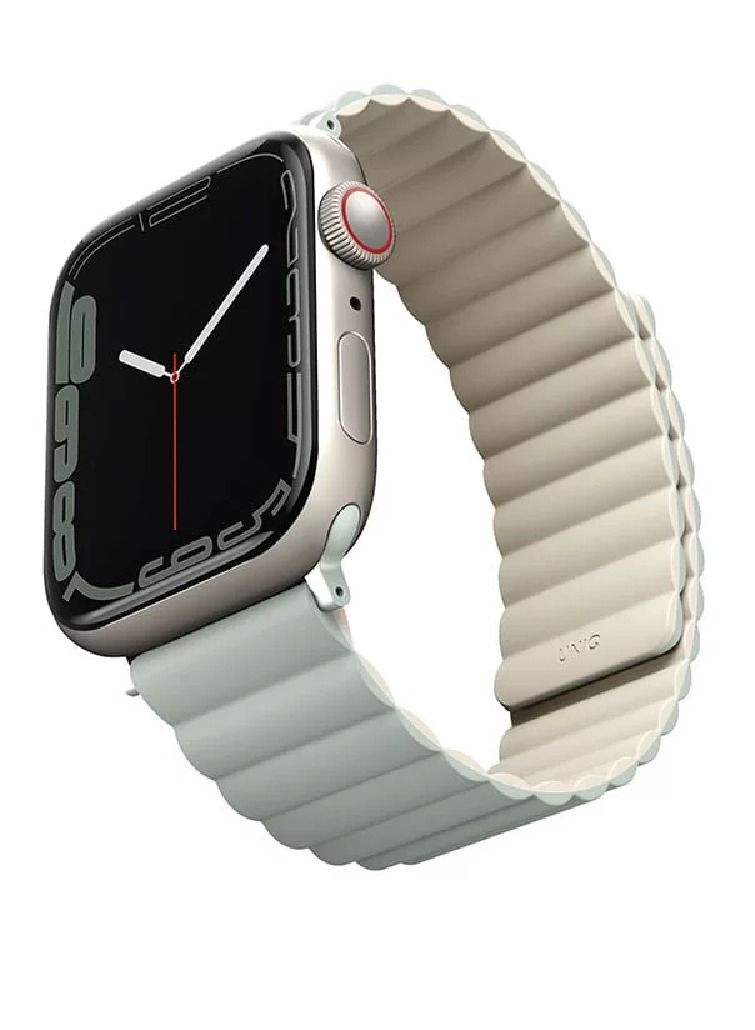 Zoom Plus New Bluetooth Call With Reversible Magnetic Band Sports Fitness Tracker Water Resistant Smartwatch For IOS Android (Sage/Beige) - Image 1