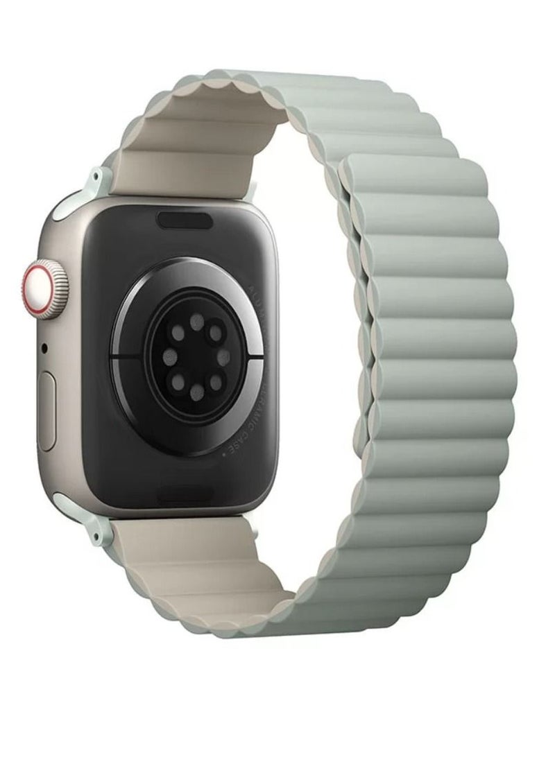 Zoom Plus New Bluetooth Call With Reversible Magnetic Band Sports Fitness Tracker Water Resistant Smartwatch For IOS Android (Sage/Beige) - Image 3