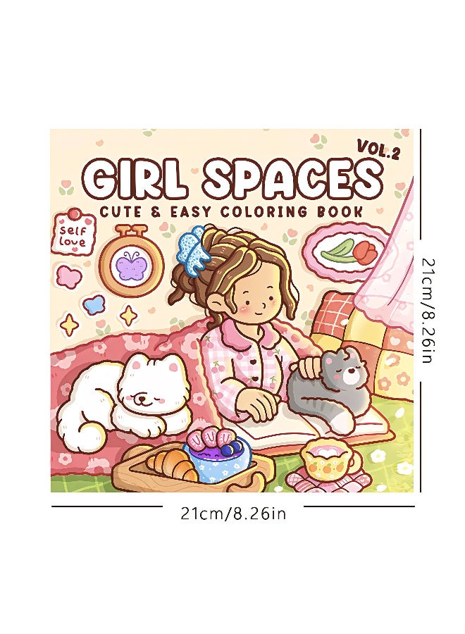 Cute Girl Spaces Coloring Book - Vol. 2 | 40 Bold and Easy Designs for Adults, Teens & Kids | Aesthetic Kawaii Coloring Pages for Stress Relief & Relaxation - Image 2