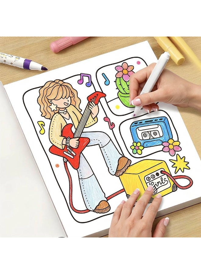Cute Girl Spaces Coloring Book - Vol. 2 | 40 Bold and Easy Designs for Adults, Teens & Kids | Aesthetic Kawaii Coloring Pages for Stress Relief & Relaxation - Image 4