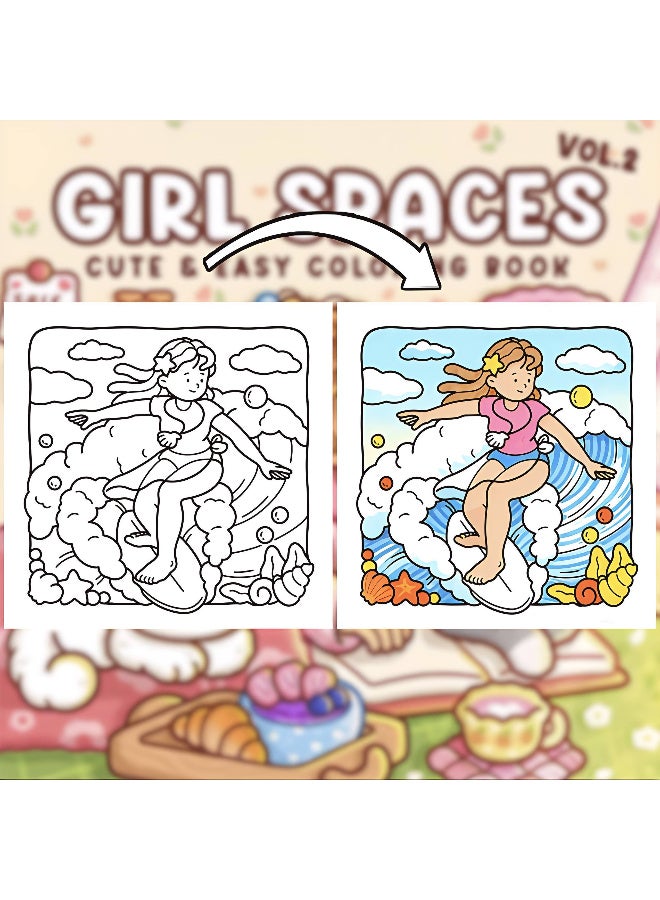 Cute Girl Spaces Coloring Book - Vol. 2 | 40 Bold and Easy Designs for Adults, Teens & Kids | Aesthetic Kawaii Coloring Pages for Stress Relief & Relaxation - Image 3